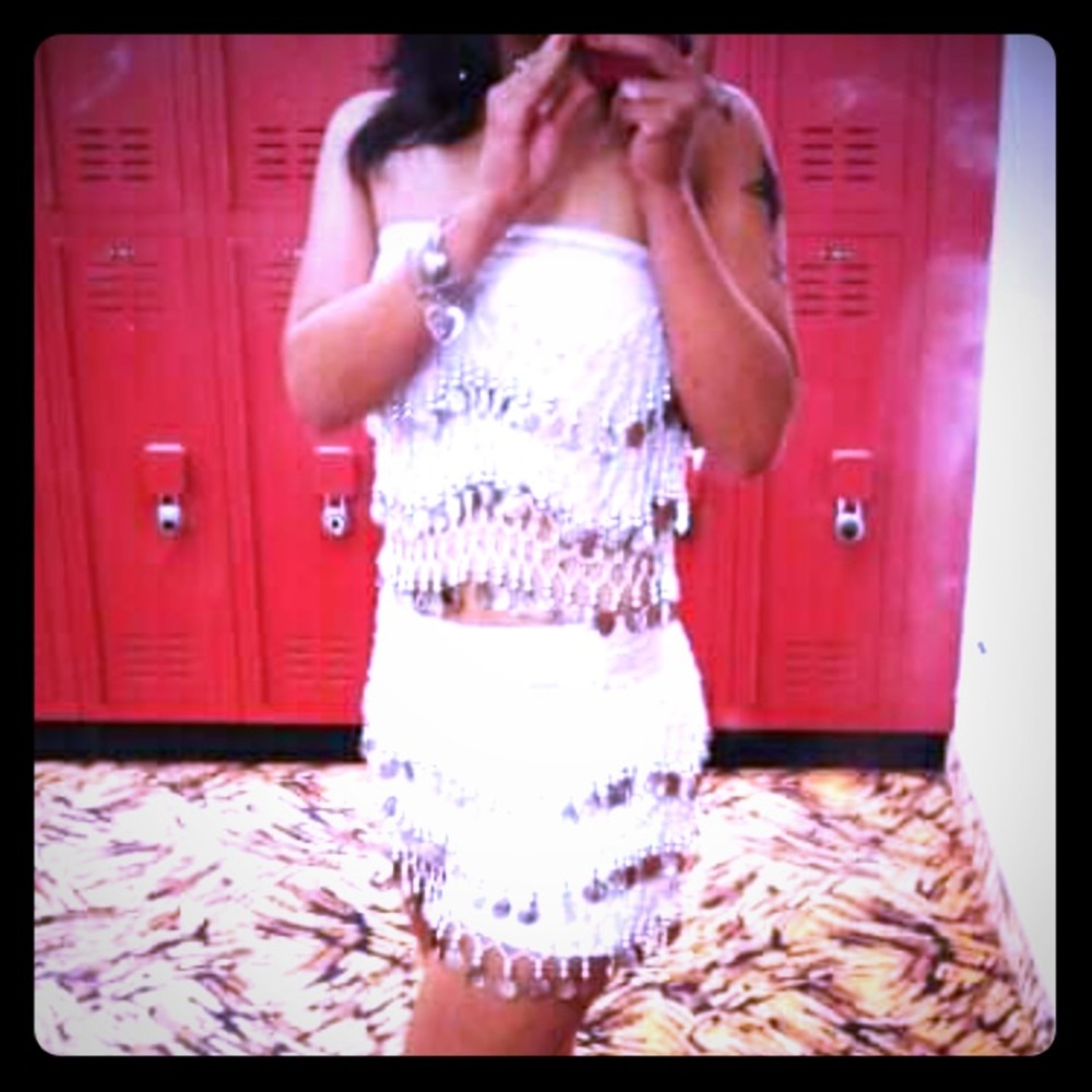 White belly dancer skirts
